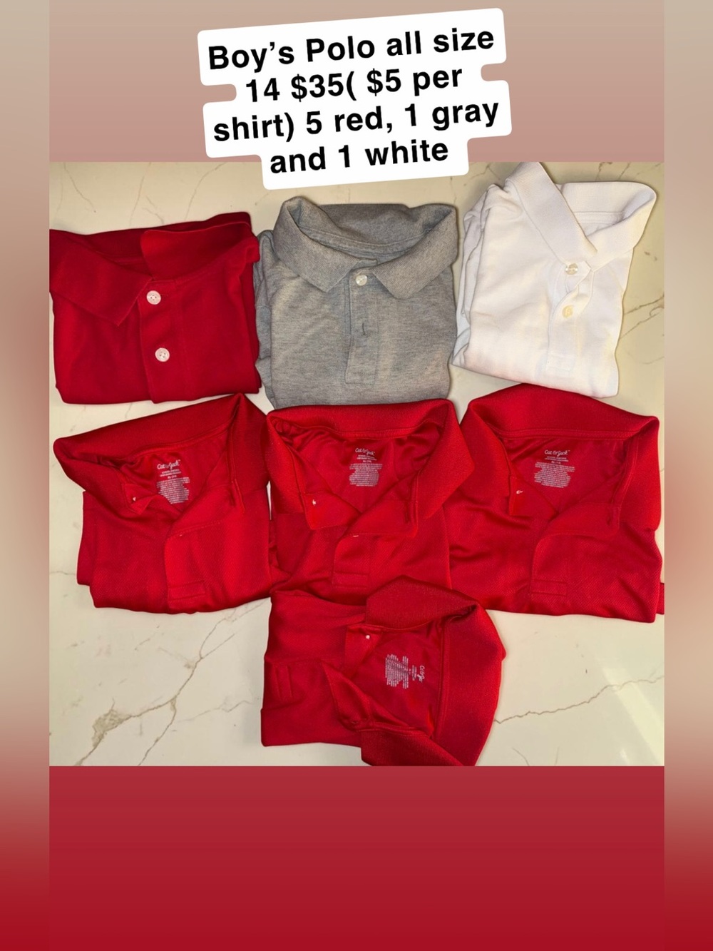 Cat & Jack Red, Gray & White Boys Polo Shirt Set